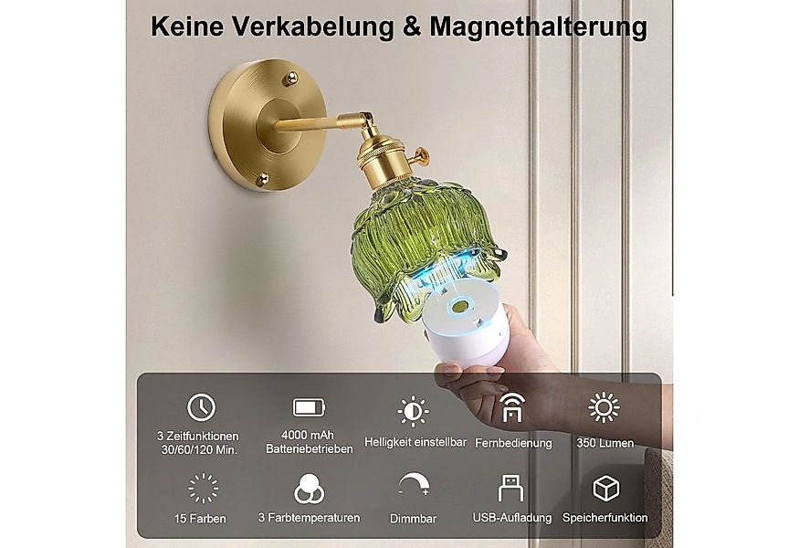 Rosnek Wandleuchte LED Wandlampe Modern Dimmbar RGB mit Fernbedienung, Glas günstig online kaufen