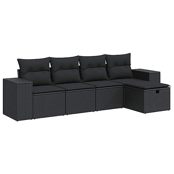 vidaXL 5-Tlg Garten-Sofagarnitur mit Kissen Schwarz Poly Rattan 3325661 günstig online kaufen
