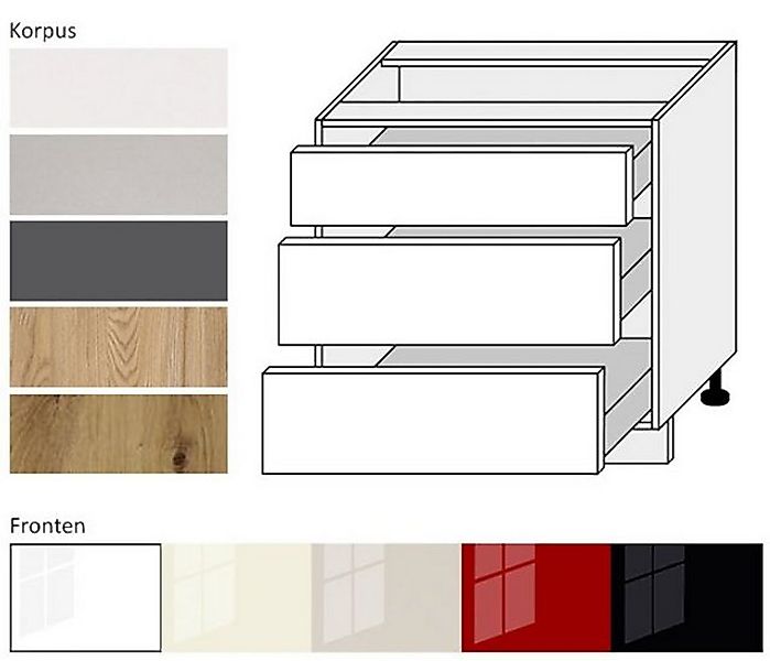 Feldmann-Wohnen Unterschrank Platinum (Platinium, 1-St) 80cm Front- & Korpu günstig online kaufen