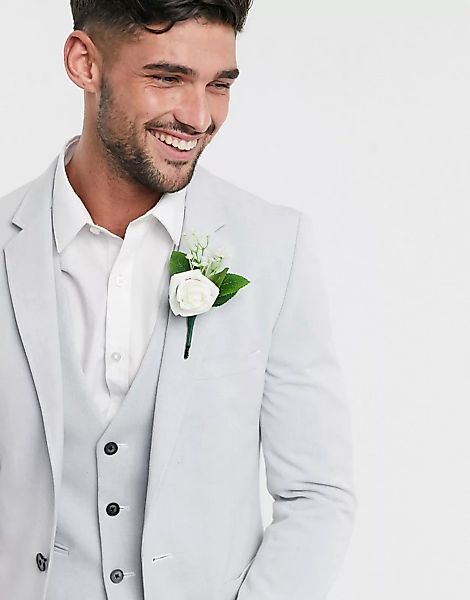 ASOS DESIGN – Wedding – Superenger Oxford-Blazer in Eisgrau günstig online kaufen