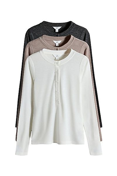 The Set Langarmshirt The Set Langarmshirts mit Henleykragen, 3er-Pack (3-tl günstig online kaufen
