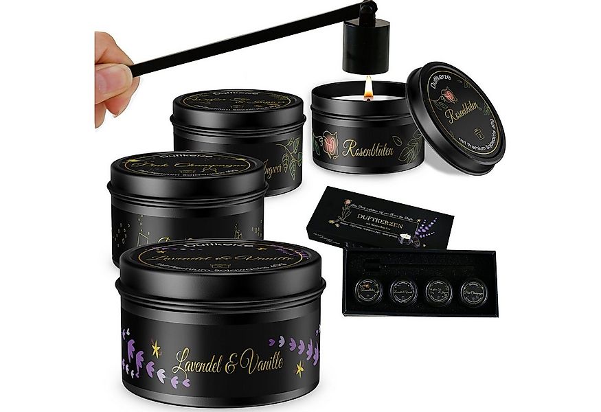 Lucadeau Duftkerze Geschenkset zum Geburtstag, 4 Duftkerzen mit Kerzenlösch günstig online kaufen