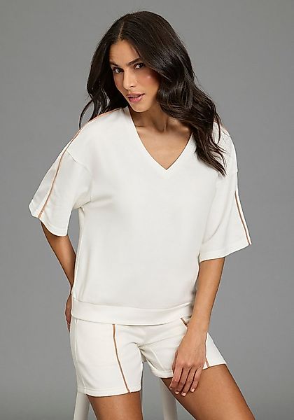 Laura Scott Sweater casual Stil, mit V-Ausschnitt, mit Farbeinsatz, halbarm günstig online kaufen