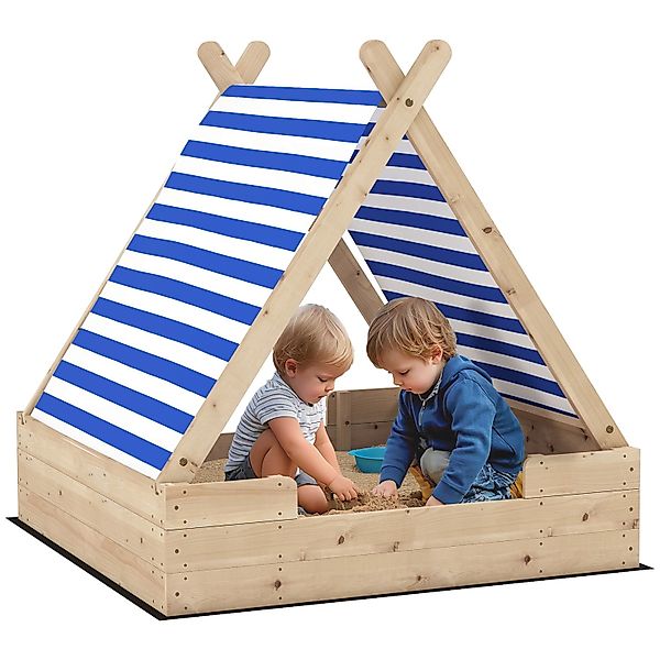 AIYAPLAY Kinder Sandbox Tannenholz Polyester Naturholz 120L x 120B x 126,5H günstig online kaufen