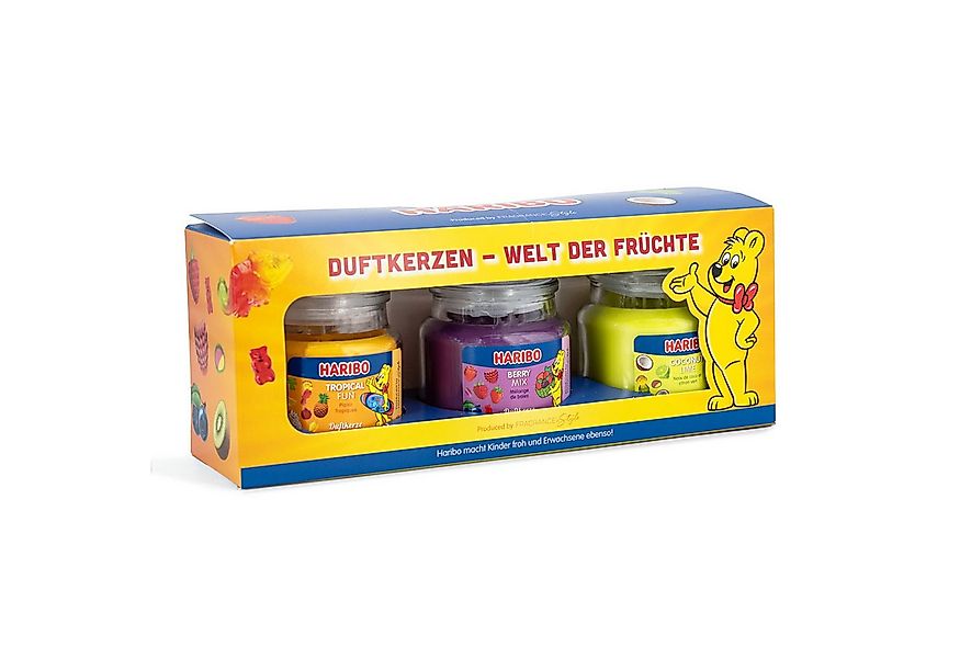 HARIBO Duftkerze Haribo™ Duftkerzen Geschenkset (3er Set), Welt der Früchte günstig online kaufen