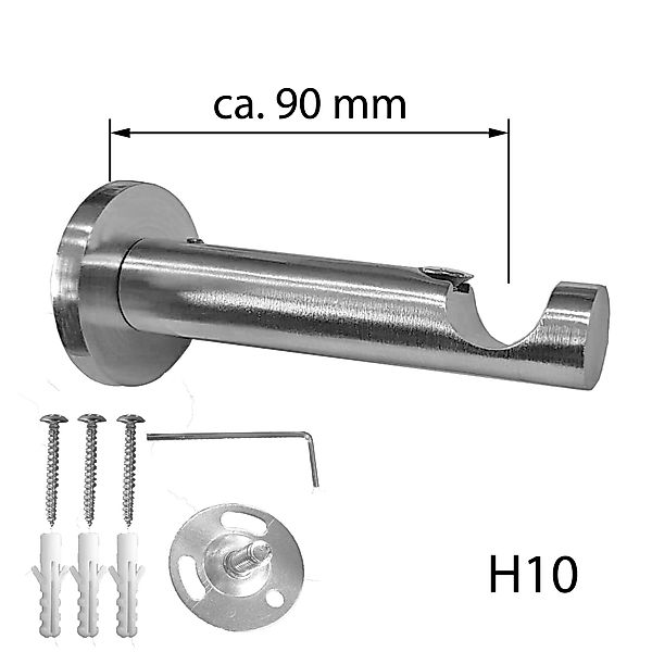 BASIT Gardinenstange Rohr Edelstahl 16 mm mit Wandträgern 120 cm E17, Ø 16 günstig online kaufen