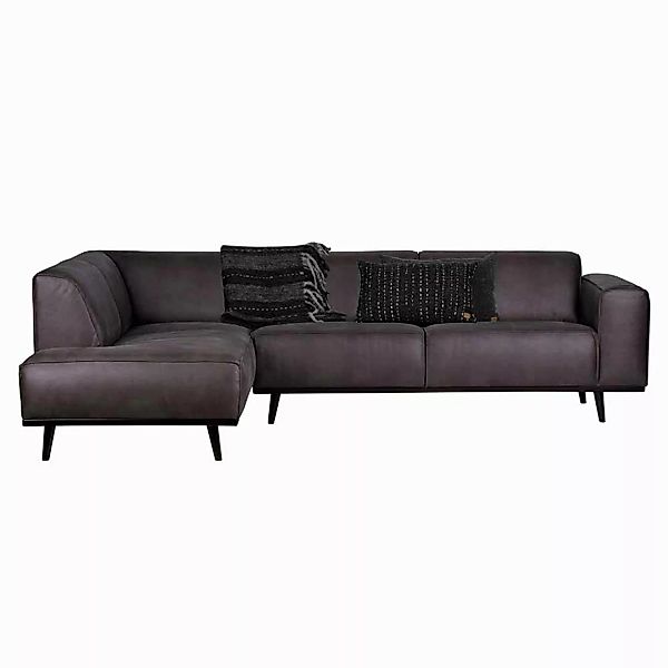 Ecksofa in Dunkelgrau aus recyceltem Leder günstig online kaufen