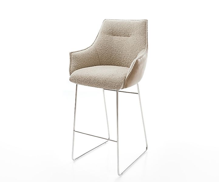 Barstuhl Alja-Flex Materialmix Mikrofaser Schlamm / Bouclé Schlamm Kufenges günstig online kaufen