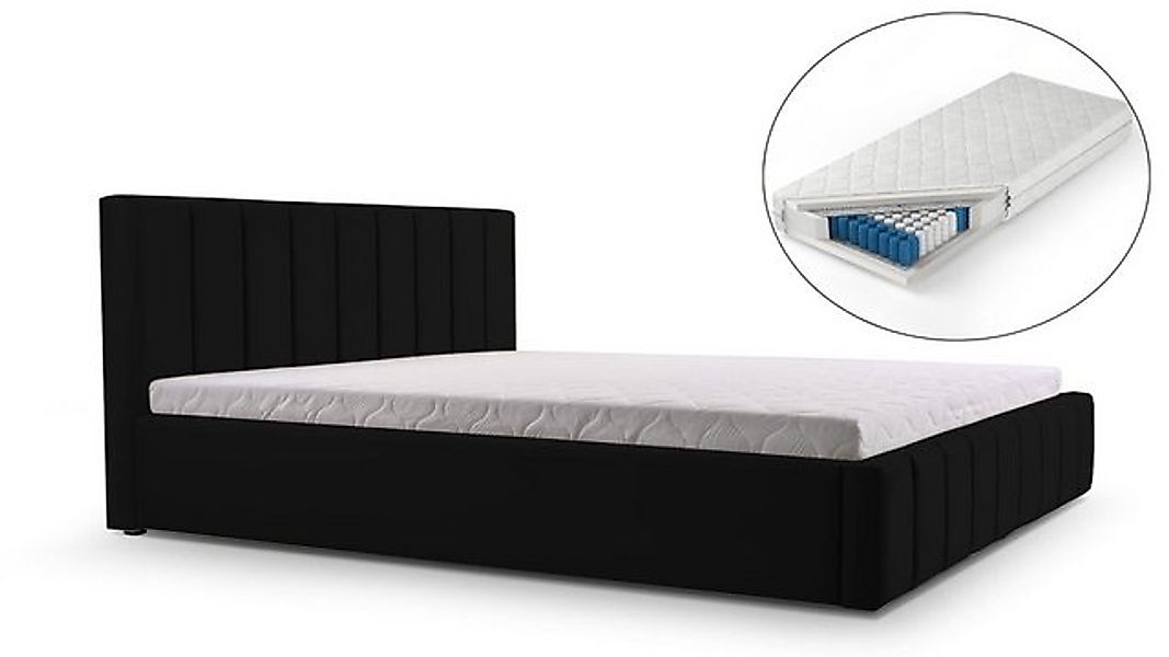 MOEBLO Polsterbett Bett 01 mit Matratze H3 (Polsterbett mit Bettkasten & Ma günstig online kaufen