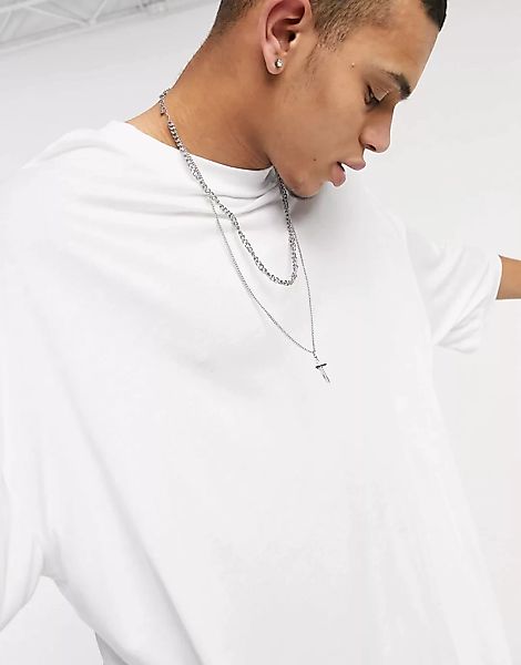 ASOS DESIGN – Superlanges, extremes Oversize-T-Shirt aus Viskose in Weiß günstig online kaufen