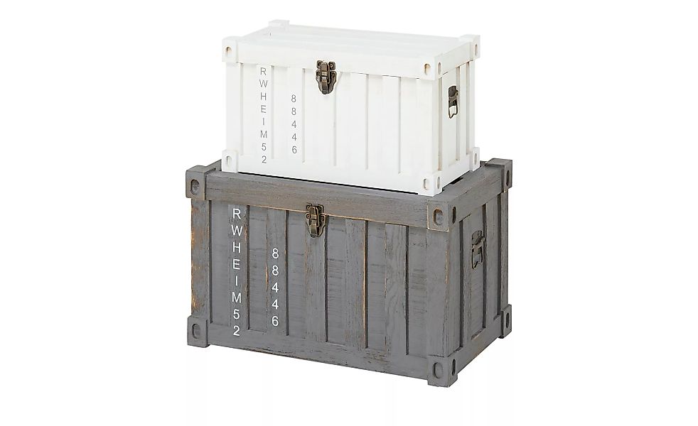 Aufbewahrungsbox, 2er-Set - grau - Metall, Holz - 51 cm - 41 cm - 32 cm - A günstig online kaufen