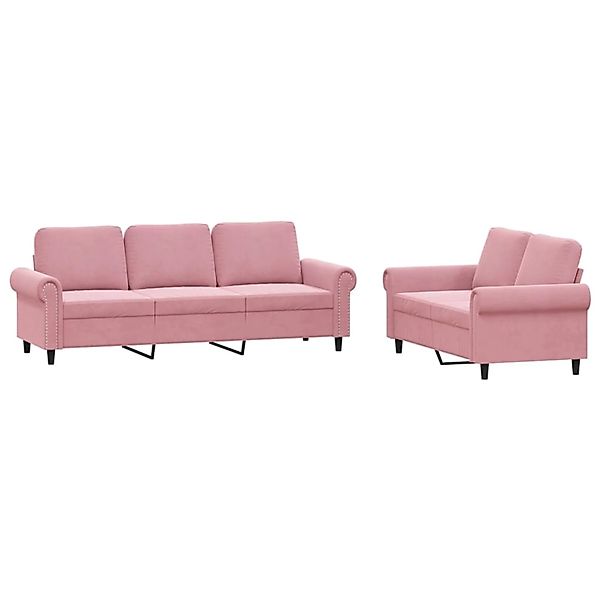 vidaXL 2-Tlg Sofagarnitur mit Kissen Rosa Samt 3202253 günstig online kaufen