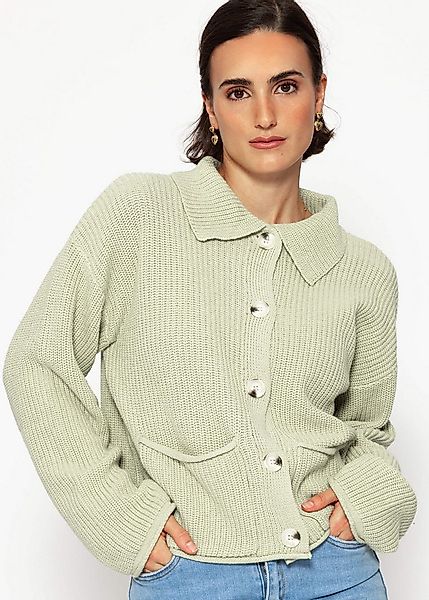 SASSYCLASSY Cardigan Oversize Strickjacke Damen mit Kragen Elegant Lässiger günstig online kaufen