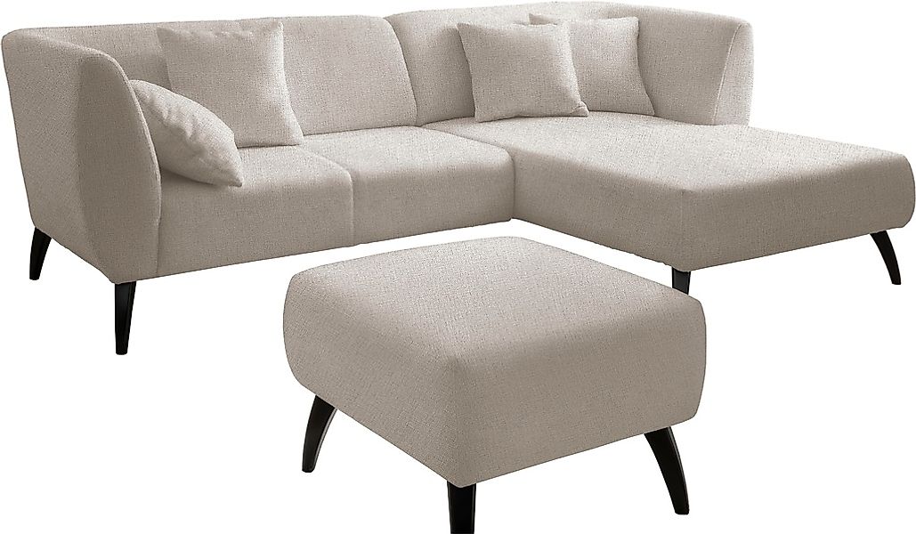 INOSIGN Ecksofa »Colori L-Form«, Holzfußfarbe wählbar, inkl. 4x Zierkissen günstig online kaufen