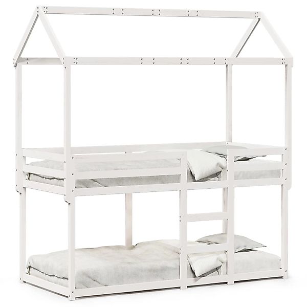 vidaXL Etagenbett mit Dach Weiß 90x200 cm Massivholz Kiefer2096944 günstig online kaufen