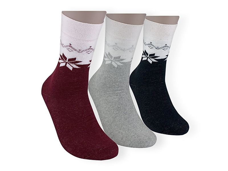 Die Sockenbude Thermosocken KRISTALL (Bund, 6-Paar, schwarz rot weiß) mit w günstig online kaufen