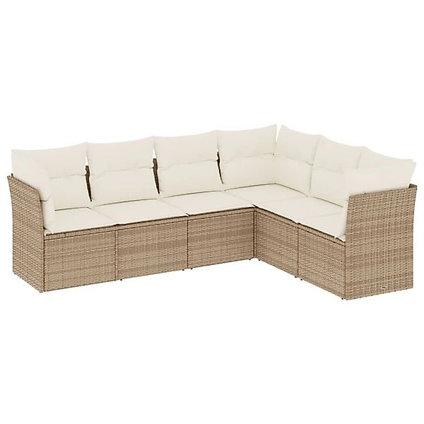 vidaXL 6-Tlg Garten-Sofagarnitur mit Kissen Beige Poly Rattan 3249517 günstig online kaufen