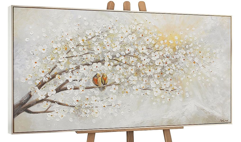 YS-Art Gemälde Sonnenaufgang, Natur, Leinwand Bild Handgemalt Zwei Vögel au günstig online kaufen