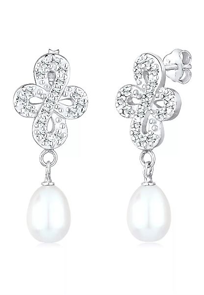 Elli Premium Paar Ohrhänger "Perlen Infinity Kreuz Kristalle Silber" günstig online kaufen