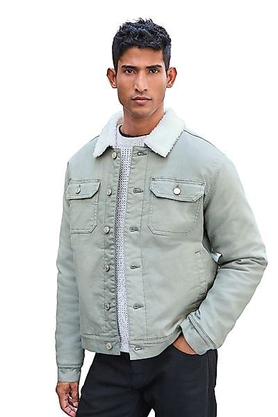 Next Jeansjacke Jeans-Truckerjacke mit Teddyfellkragen (1-St) günstig online kaufen