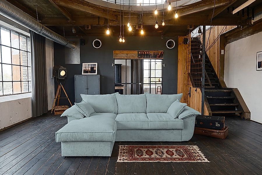 KAWOLA Ecksofa ASOKA, Schlafsofa Couch Cord mit Stauraum verschiedene Farbe günstig online kaufen