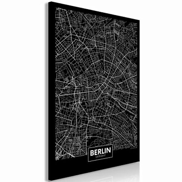 artgeist Wandbild Dark Map of Berlin (1 Part) Vertical schwarz/weiß Gr. 40 günstig online kaufen