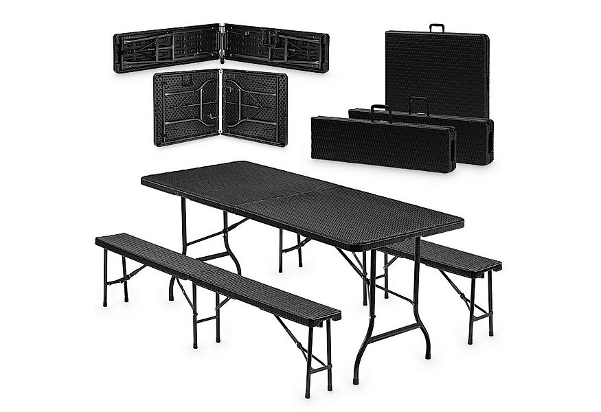 VESKA Bierzeltgarnitur 3-teilig Set Tisch + 2x Bank, wetterfest für drinnen günstig online kaufen