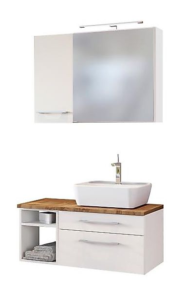 Waschtisch-Set 90 -F- Becken rechts Davos von Held Möbel Weiß günstig online kaufen