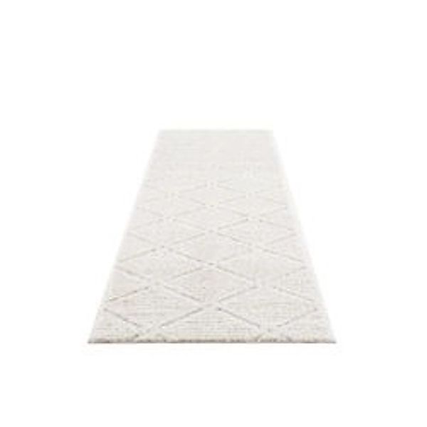 payé Teppich Hochflor 80x300 cm Creme Boho-Rautenmuster günstig online kaufen