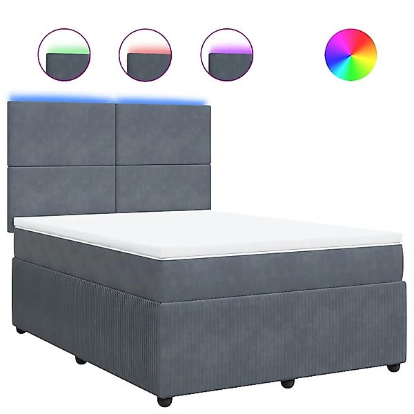 vidaXL Boxspringbett mit Matratze Dunkelgrau 140x190 cm Samt 3294629 günstig online kaufen