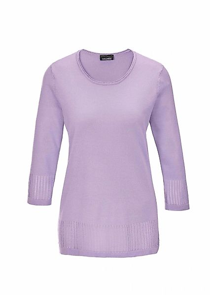 GOLDNER 3/4 Arm-Pullover "Kurzgröße Ajour-Pullover mit Durchbrüchen" günstig online kaufen