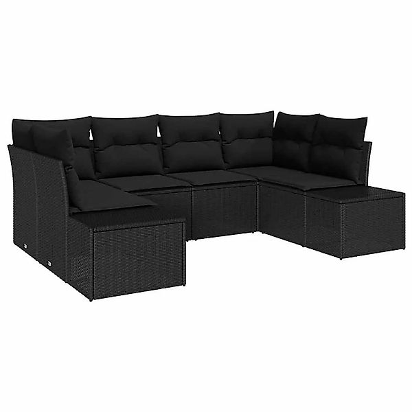 vidaXL Gartensofa-Set mit Speicher 6 Stk Schwarz Poly Rattan 3355872 günstig online kaufen