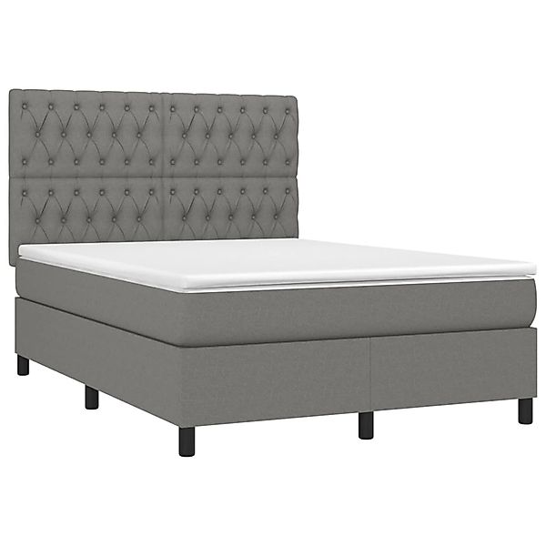 vidaXL Boxspringbett mit Matratze & LED Dunkelgrau 140x190 cm Stoff 3135110 günstig online kaufen
