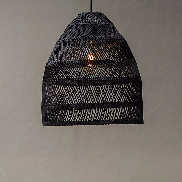 PR Home Hängelampe Maja, Rattan, schwarz, Ø 45 cm günstig online kaufen