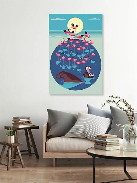 Poster / Leinwandbild - Flamingo See günstig online kaufen