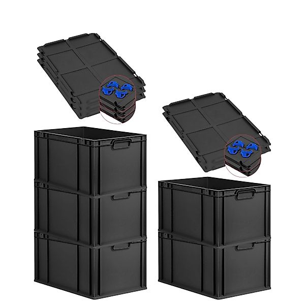 PROREGAL SparSet 5x Eurobox Nextgen Grip Mit Auflagedeckel Und Blauen Versc günstig online kaufen