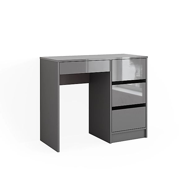 Vicco Schminktisch Sherry Grau Hochglanz/Grau 90 cm mit 4 Schubladen günstig online kaufen