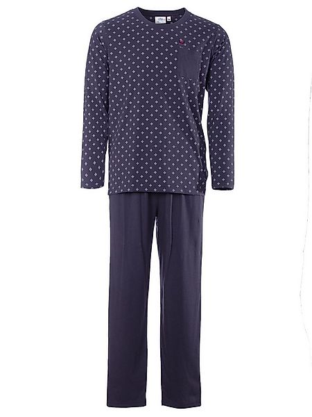 Henry Terre Pyjama Pyjama Set Langarm - Carlo mit Raute & unifarbener Hose günstig online kaufen