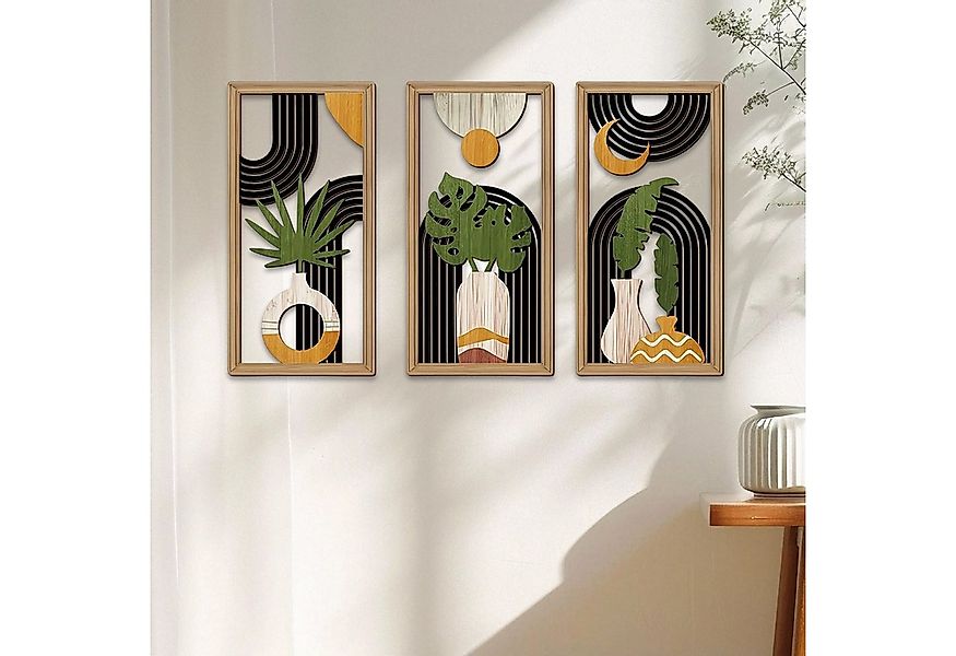 OKWISH Wanddekoobjekt 3er Boho Wandkunst Set Wanddeko Bild (Abstrakte Kunst günstig online kaufen