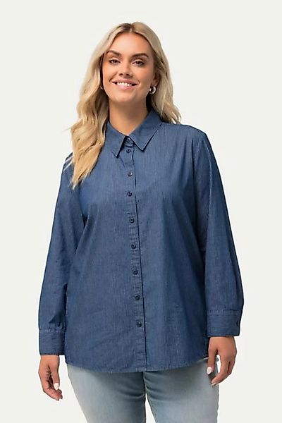 Ulla Popken Hemdbluse Bluse Streifen Hemdkragen Langarm günstig online kaufen