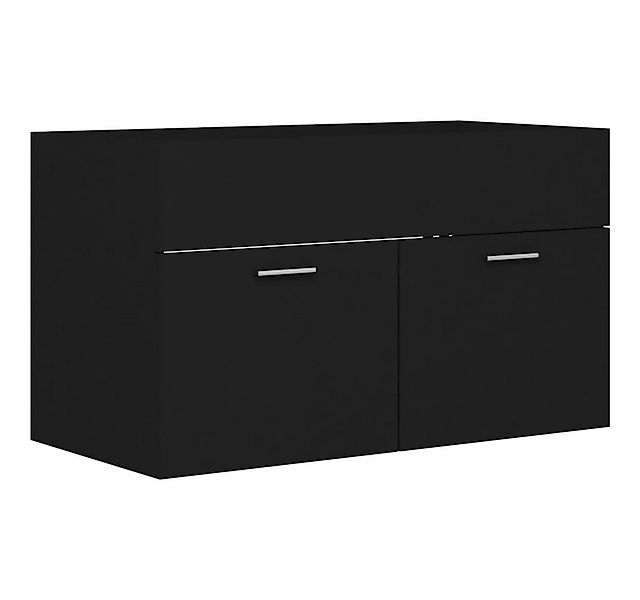 vidaXL Badezimmer-Set Waschbeckenunterschrank Schwarz 80x38,5x46 cm Holzwer günstig online kaufen