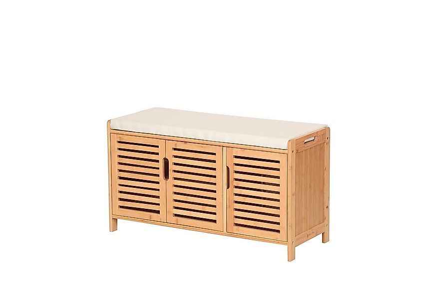 AD.CON Schuhbank Schuhbank aus Bambus mit Schrank und Sitzkissen Sitzbank S günstig online kaufen