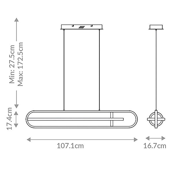 LED-Hängeleuchte DENMARK, schwarz matt, Länge 107 cm, Metall günstig online kaufen
