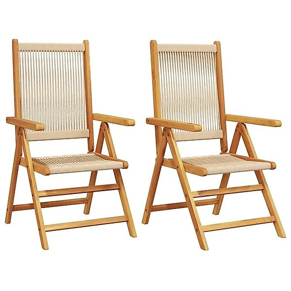 vidaXL Gartenstühle 2 Stk Beige Massivholz Akazie und Polypropylen 367656 günstig online kaufen
