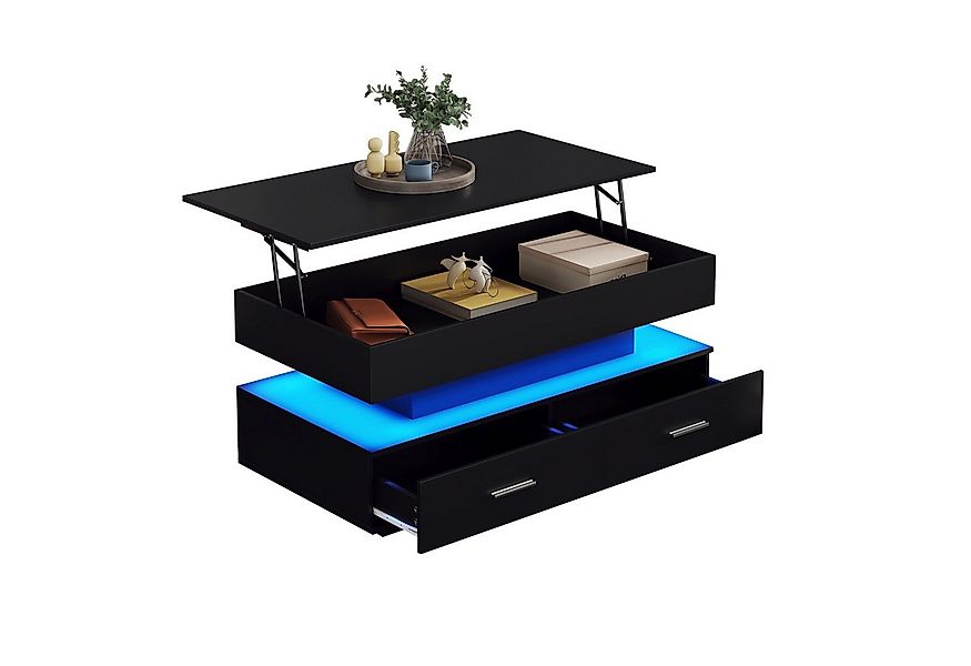 OKWISH Couchtisch Wohnzimmertisch mit verstecken Stauraum und Schubladen (B günstig online kaufen