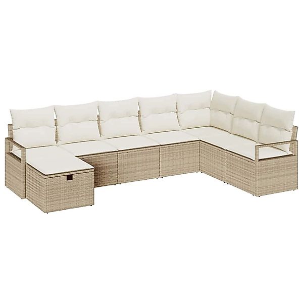 vidaXL Garten-Sofa-Set 8-Tlg Beige Poly Rattan 3360562 günstig online kaufen