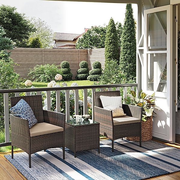 SONGMICS Gartenlounge-Set, (3-tlg., 2 Gartenstuhl, 1 günstig online kaufen