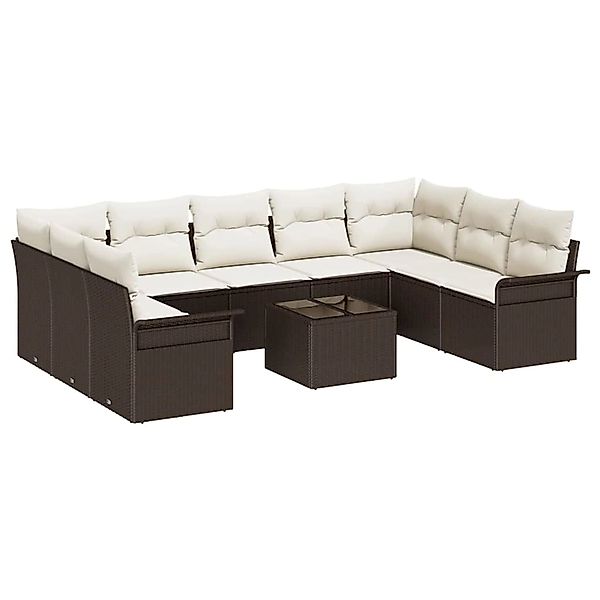 vidaXL Garten-Sofa-Set mit Kissen mit Speicher 10-Tlg Grau Poly Rattan 3354 günstig online kaufen
