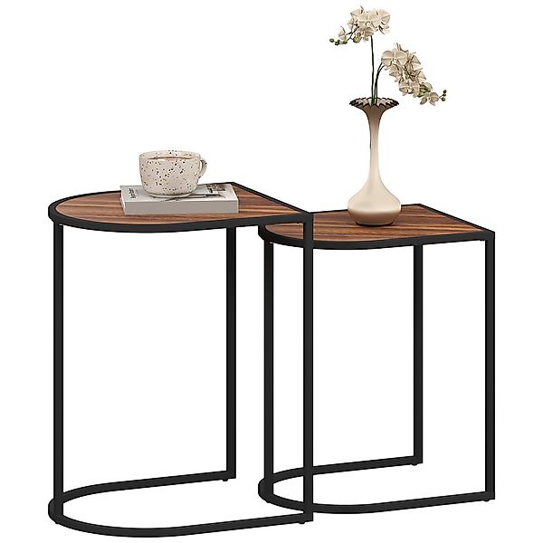 HOMCOM Couchtisch 2er-Set, mit Stahlgestell, stapelbar günstig online kaufen