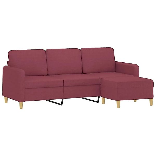 vidaXL 3-Sitzer-Sofa mit Hocker Weinrot 180 cm Stoff 3201198 günstig online kaufen